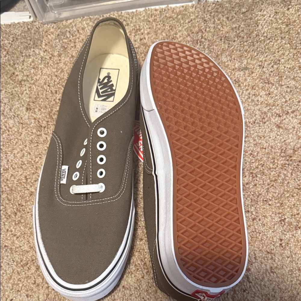 Vans Men's Olive Canvas Sneakers - Picture 4 of 6